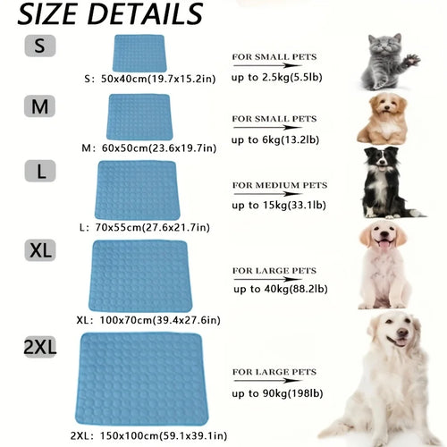 For Small & Big Dogs | Cat Friendly | Durable & Portable Design

Keep your furry friend cool and comfortable during hot summer days with our Dog Cooling Mat, designed for pets of all sizes! Whether it’s nap time on the floo