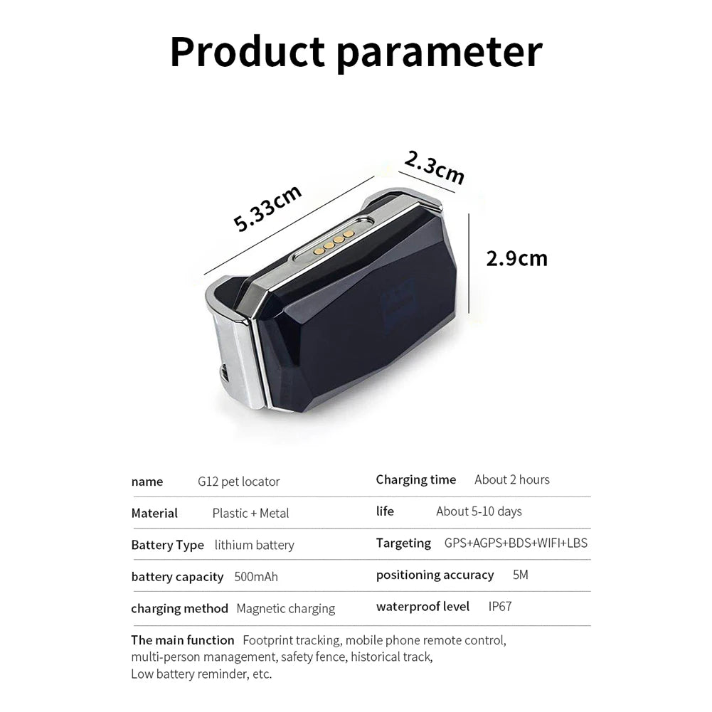 📍 G12 Smart Tracking Device – Multifunctional Wearable GPS Locator
Waterproof | Anti-Lost | Real-Time Tracking | For Pets, Kids & Elderly